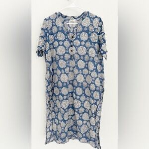 Diaz Blue and White Floral Dress size large